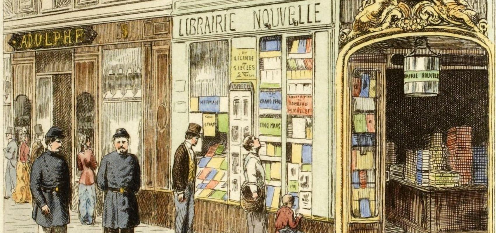 illustration d'une librairie Boulevard des Italiens à Paris