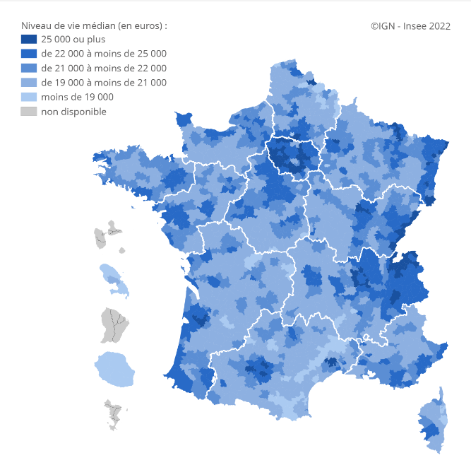 Niveau de vie par EPCI France 2019