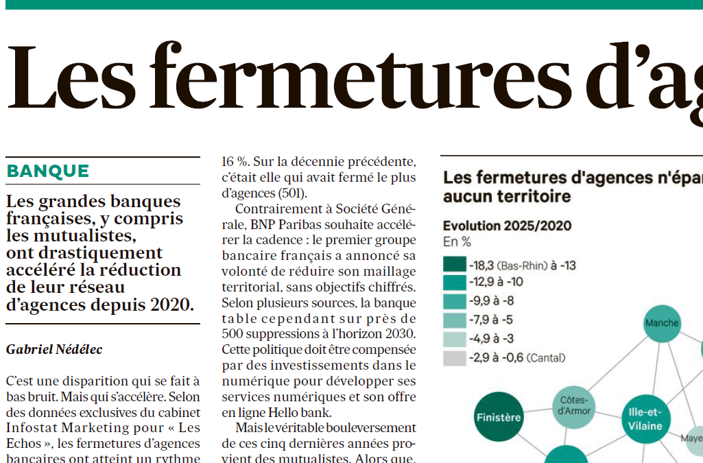 Les Echos – Les fermetures d&rsquo;agences bancaires – 03/06/2025